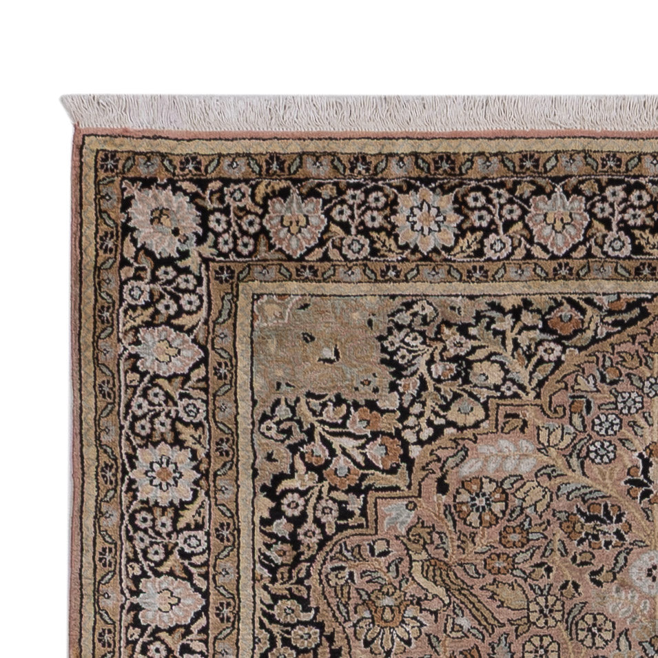 Tapis en soie - Soie du Cachemire - 188 x 126 cm - beige foncé