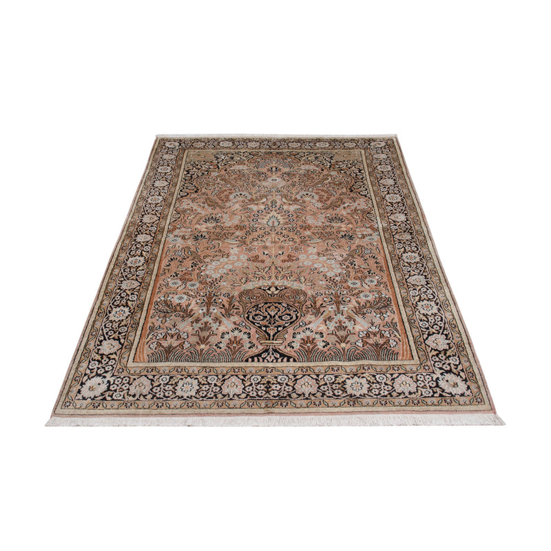 Tapis en soie - Soie du Cachemire - 188 x 126 cm - beige foncé
