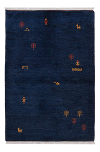 Tapis Gabbeh - Persan - 186 x 124 cm - bleu foncé