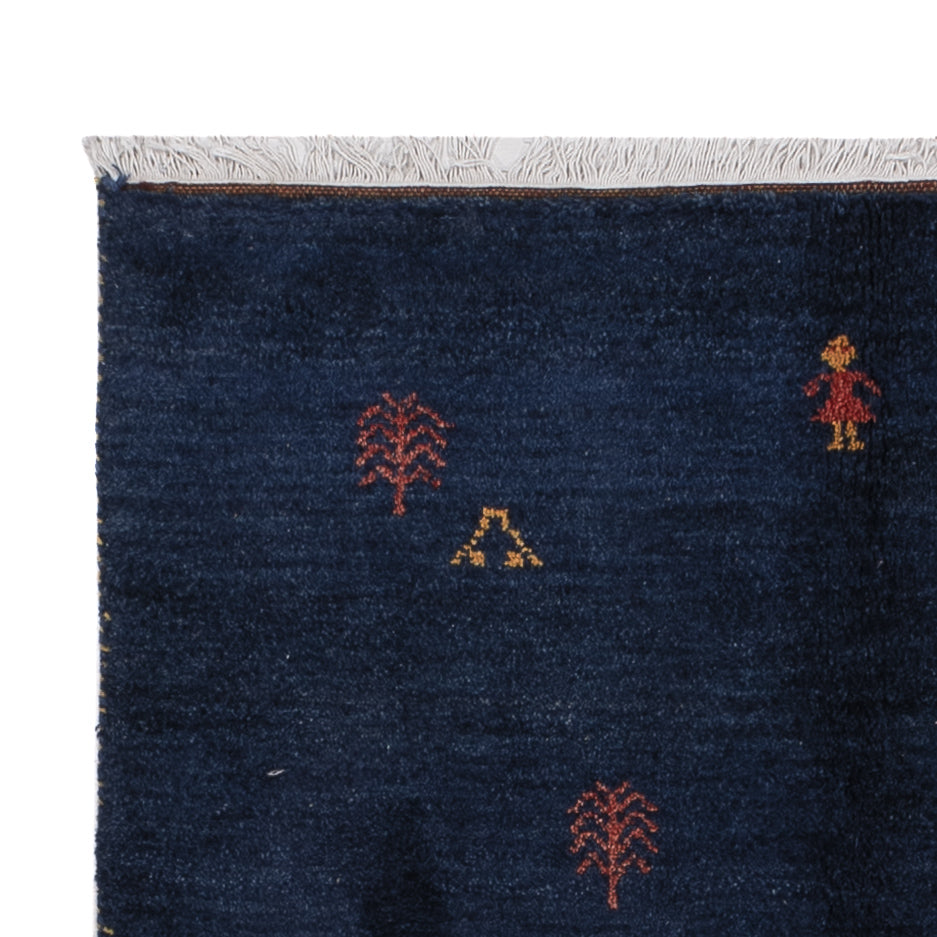 Tapis Gabbeh - Persan - 186 x 124 cm - bleu foncé
