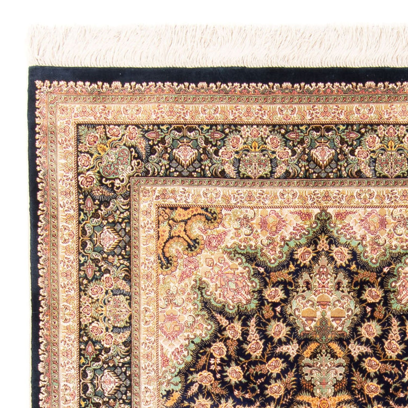 Tapis en soie - Ghom soie - Premium - 152 x 102 cm - bleu foncé