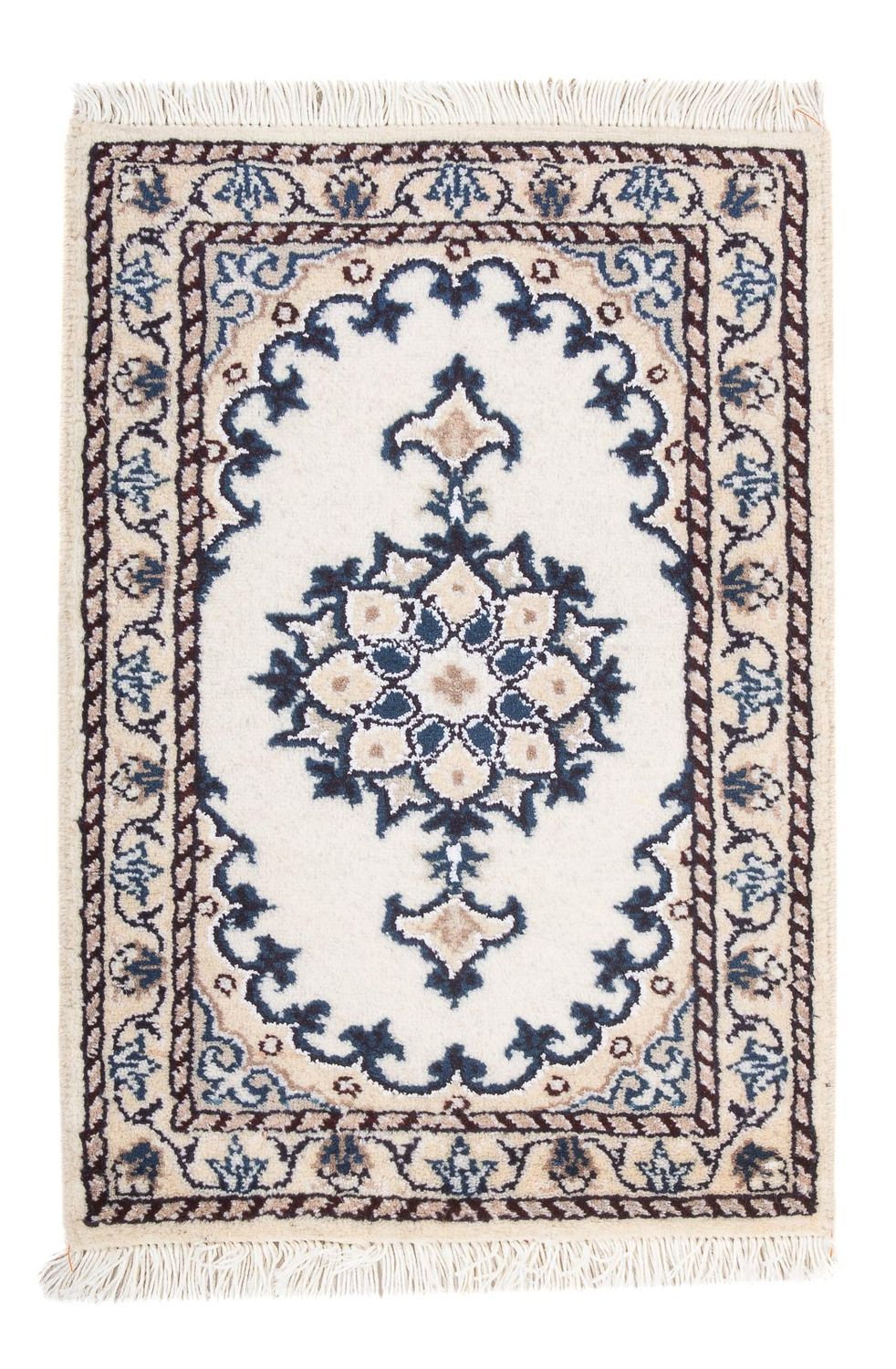 Tapis persan - Nain - 60 x 40 cm - crème