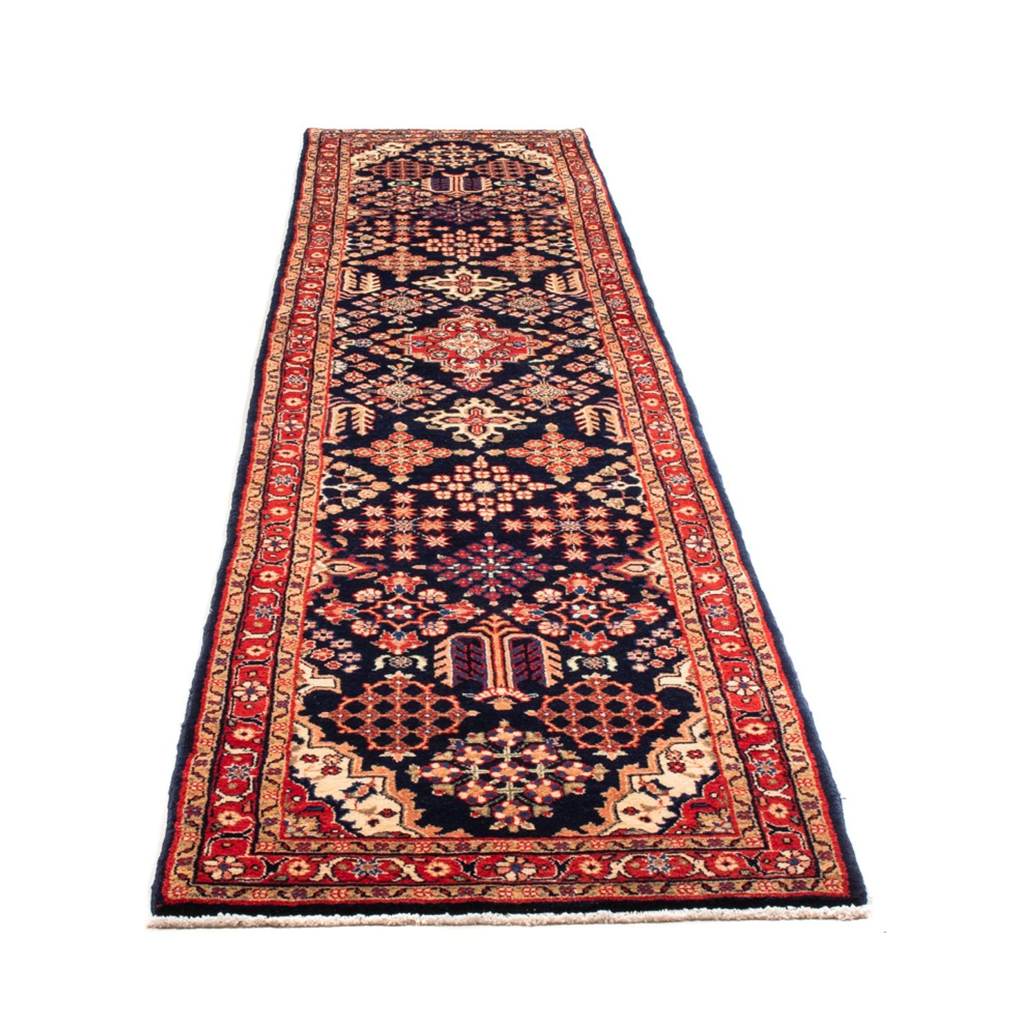 Tapis de couloir Tapis persan - Classique - 382 x 80 cm - bleu foncé