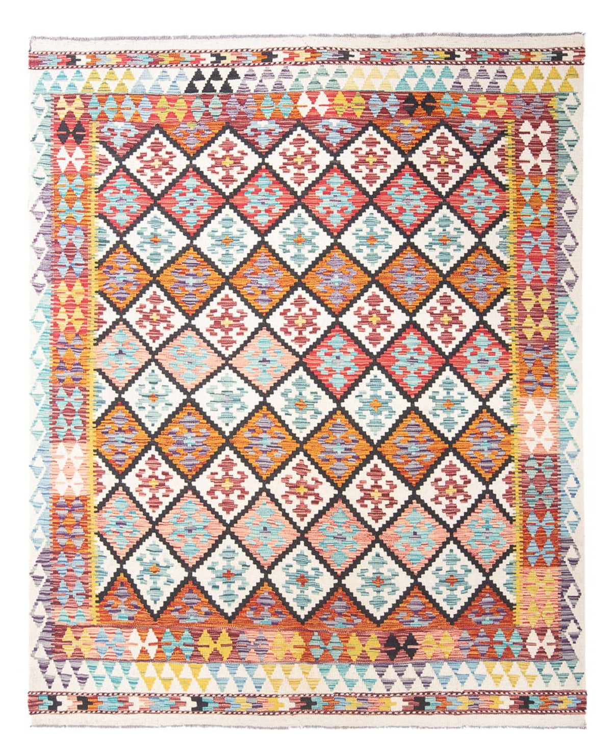 Tapis Kelim - Splash - 239 x 200 cm - multicolore