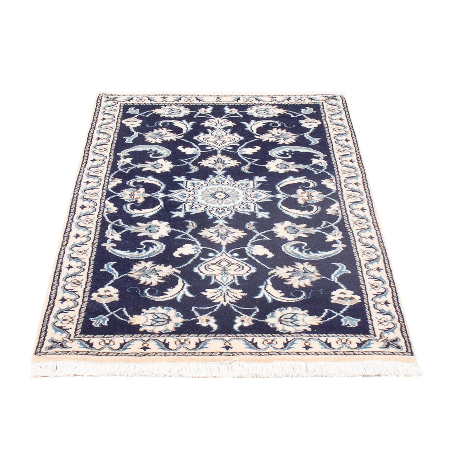 Tapis persan - Nain - 135 x 67 cm - bleu foncé