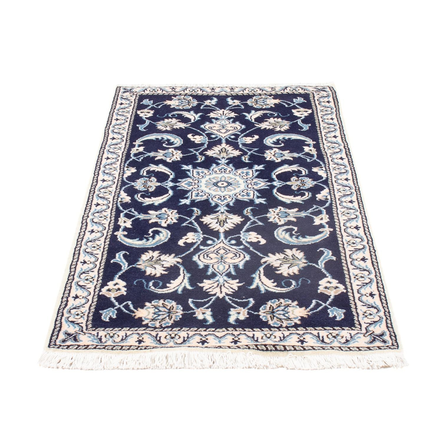 Tapis persan - Nain - 134 x 67 cm - bleu foncé