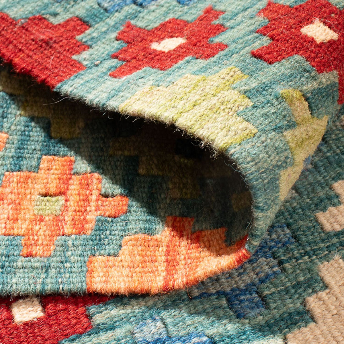 Tapis Kelim - Splash carré  - 88 x 90 cm - multicolore