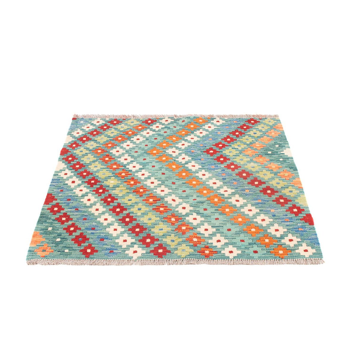 Tapis Kelim - Splash carré  - 88 x 90 cm - multicolore