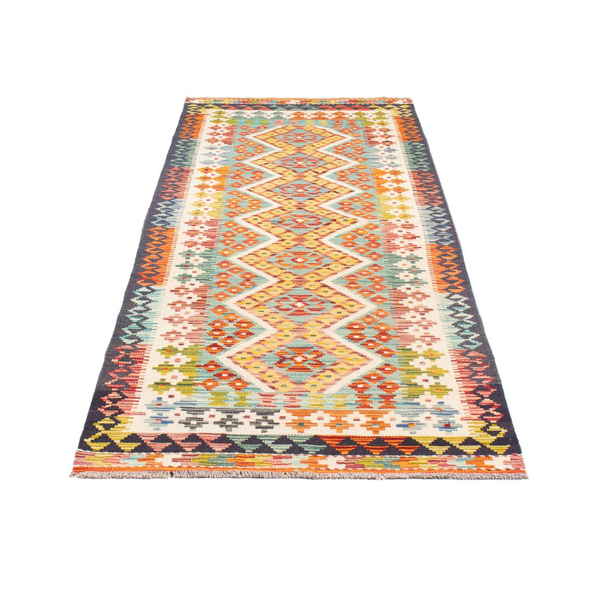 Tapis de couloir Tapis Kelim - Splash - 280 x 85 cm - multicolore