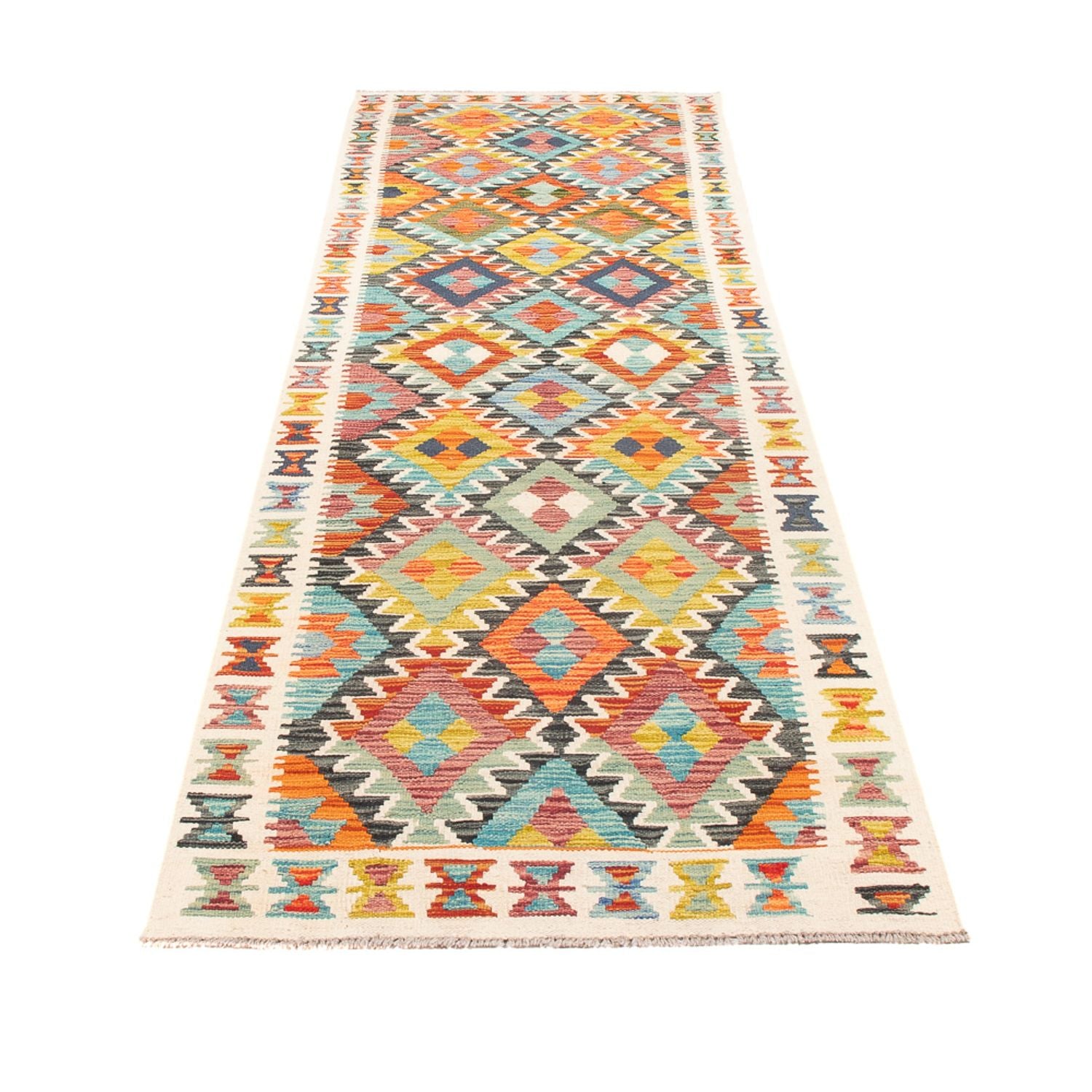 Tapis de couloir Tapis Kelim - Splash - 281 x 80 cm - multicolore
