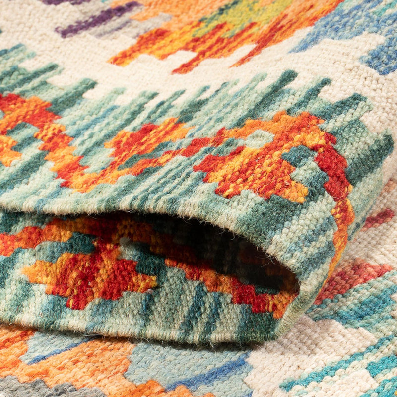 Tapis de couloir Tapis Kelim - Splash - 297 x 80 cm - multicolore