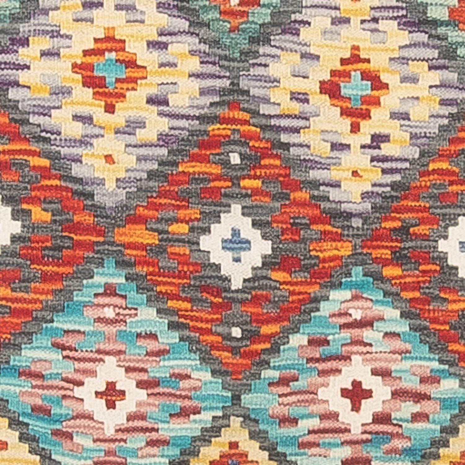 Tapis de couloir Tapis Kelim - Splash - 255 x 74 cm - multicolore