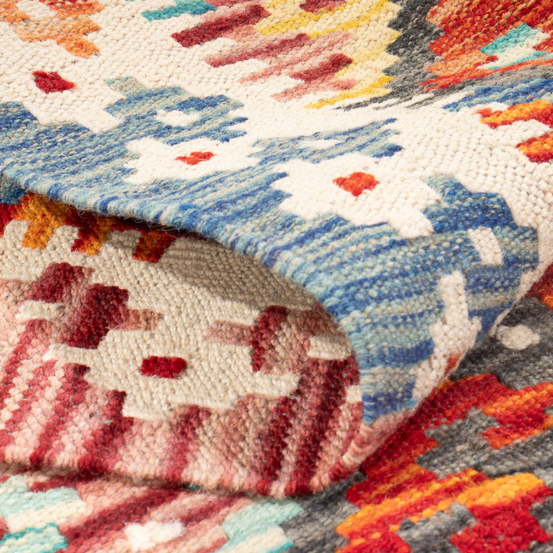 Tapis de couloir Tapis Kelim - Splash - 255 x 74 cm - multicolore
