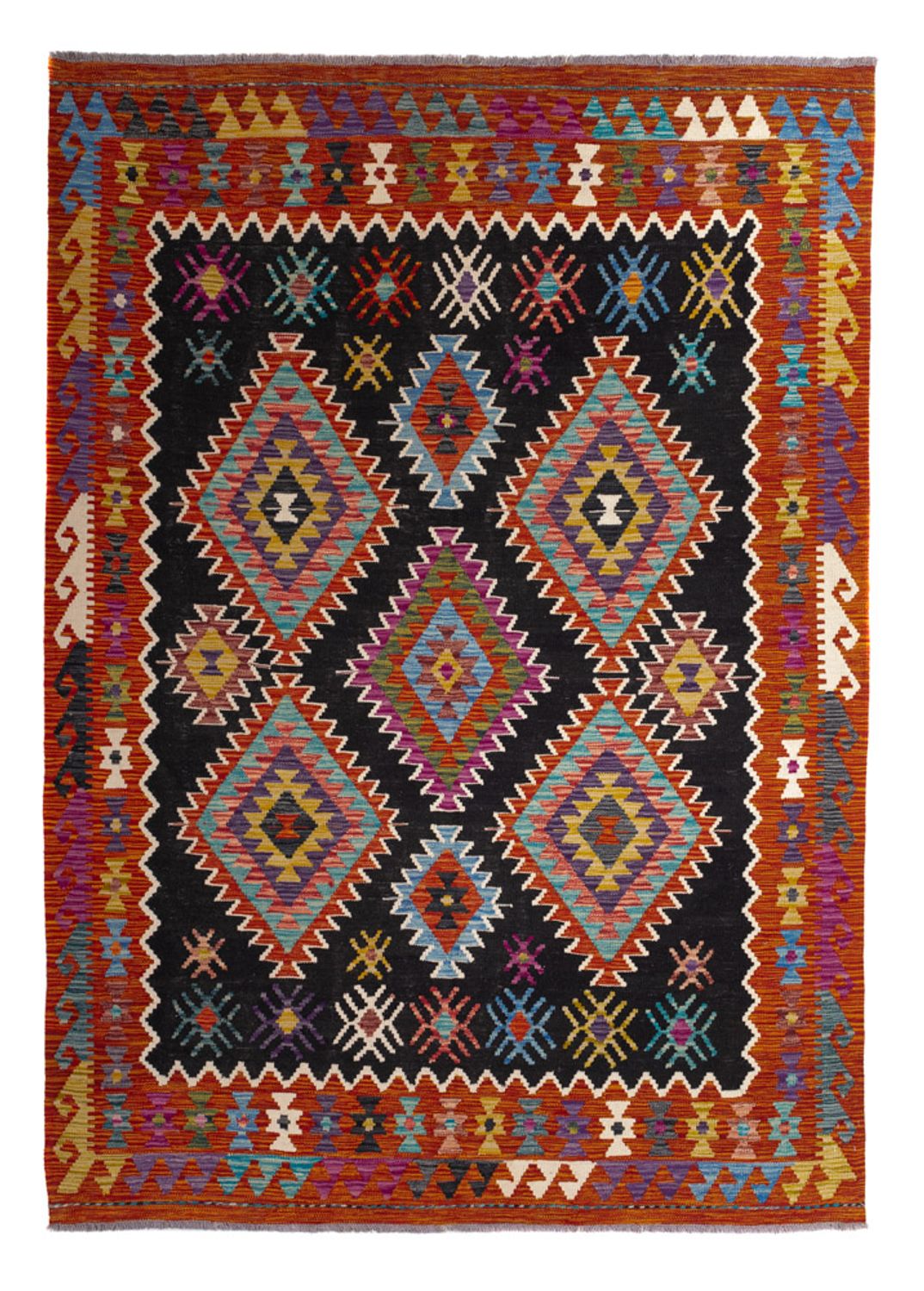 Tapis Kelim - Splash - 244 x 178 cm - multicolore