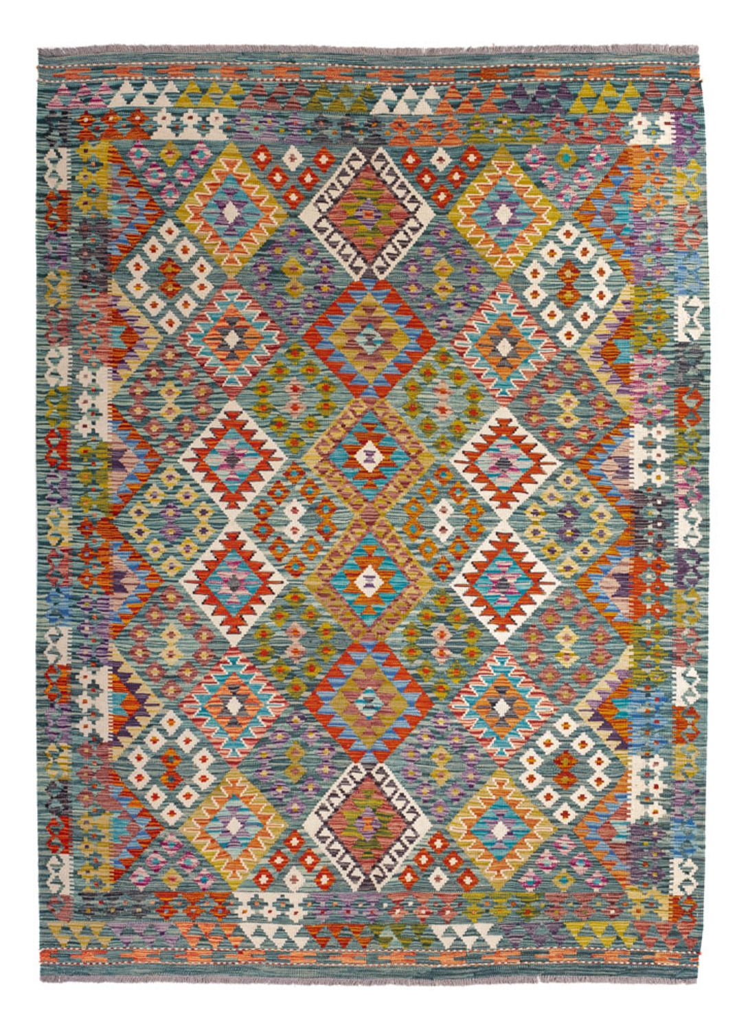 Tapis Kelim - Splash - 248 x 183 cm - multicolore