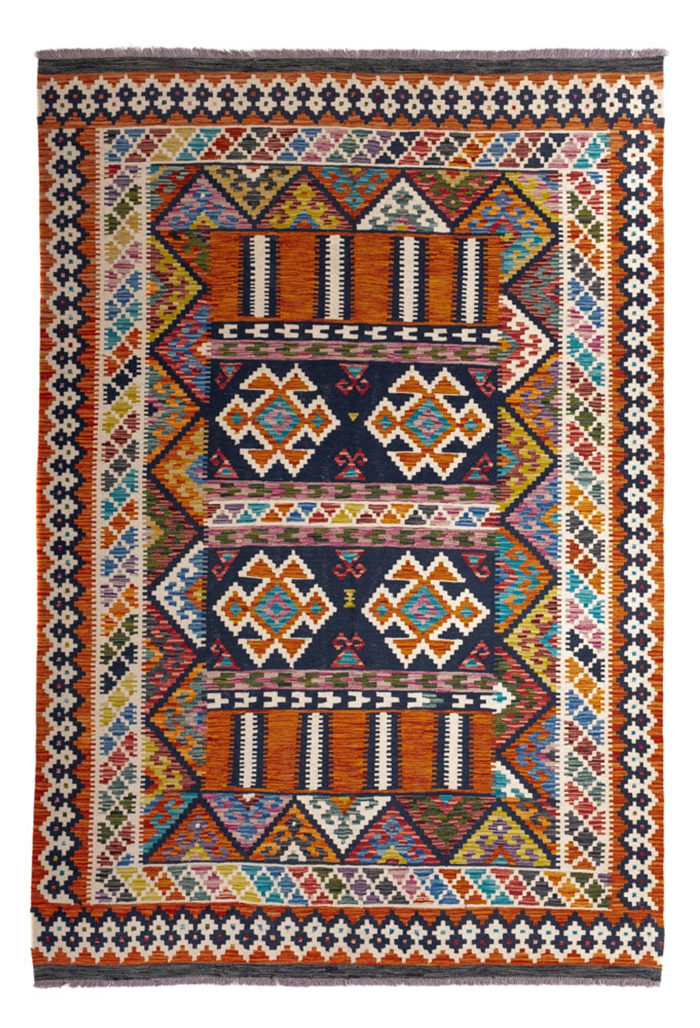 Tapis Kelim - Splash - 247 x 176 cm - multicolore