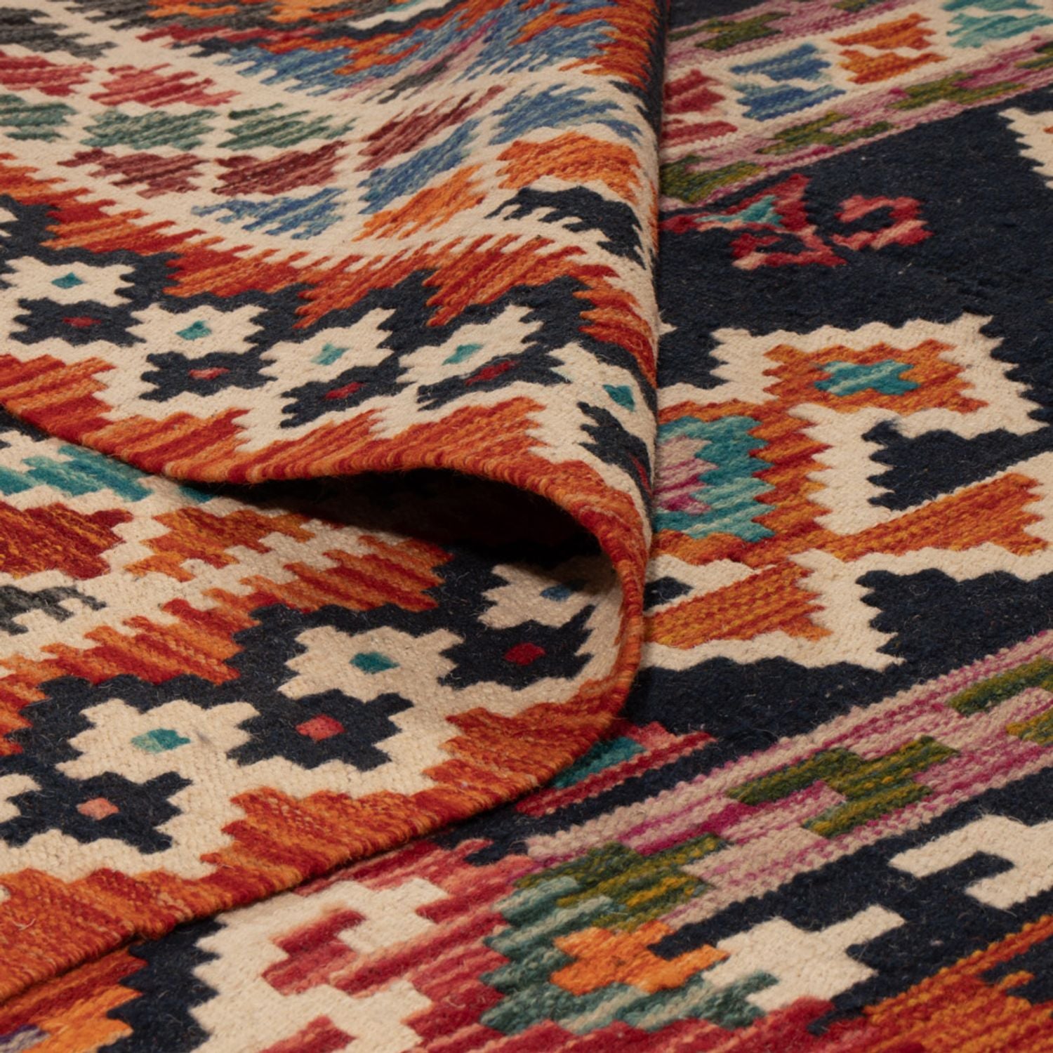 Tapis Kelim - Splash - 247 x 176 cm - multicolore