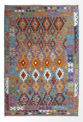 Tapis Kelim - Splash - 241 x 175 cm - multicolore