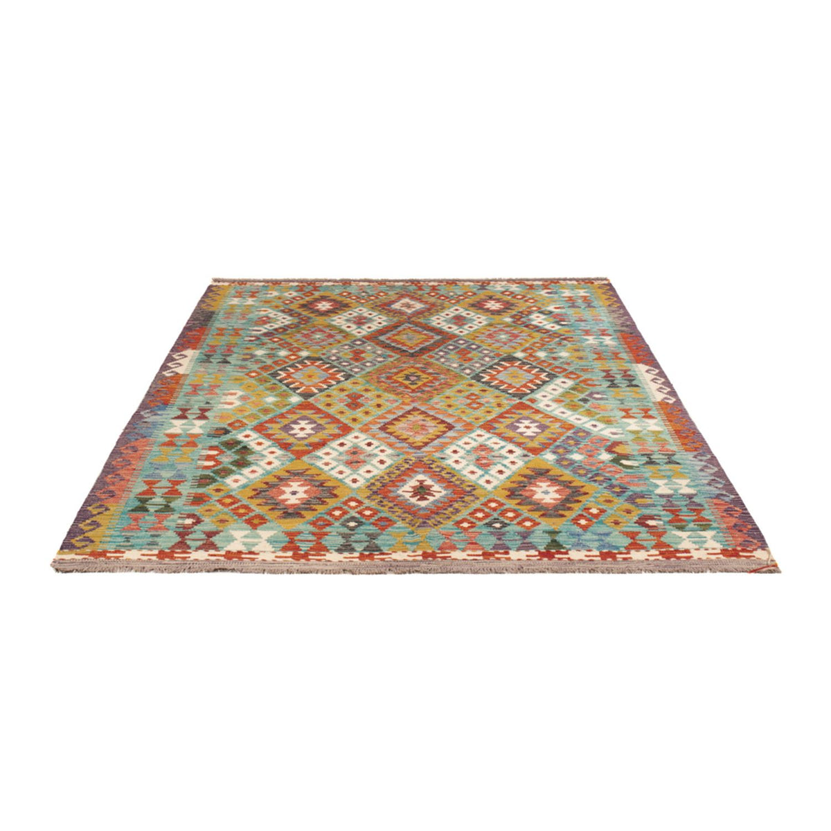 Tapis Kelim - Splash - 247 x 178 cm - multicolore