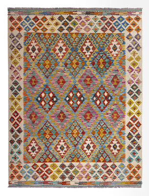 Tapis Kelim - Splash - 197 x 150 cm - multicolore