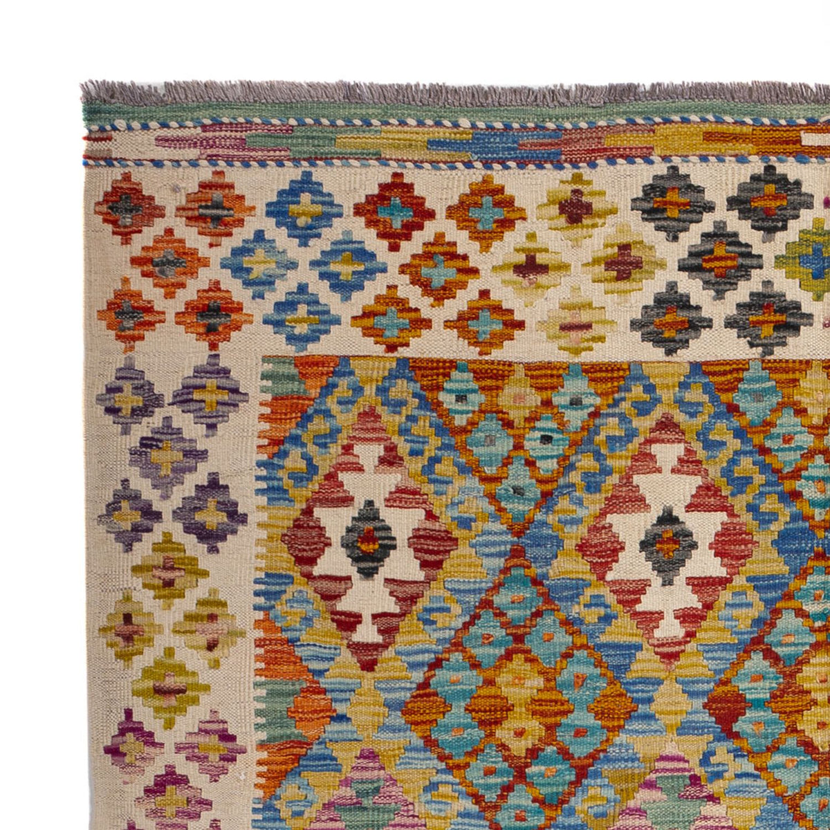 Tapis Kelim - Splash - 197 x 150 cm - multicolore