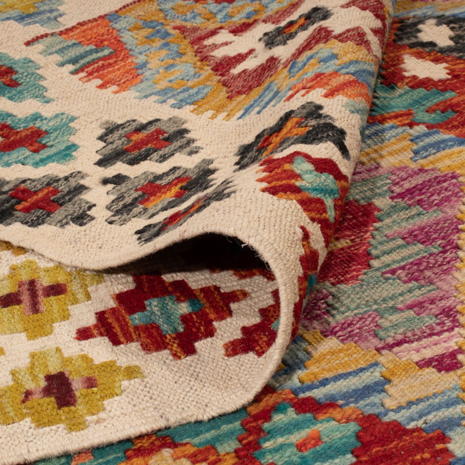 Tapis Kelim - Splash - 197 x 150 cm - multicolore