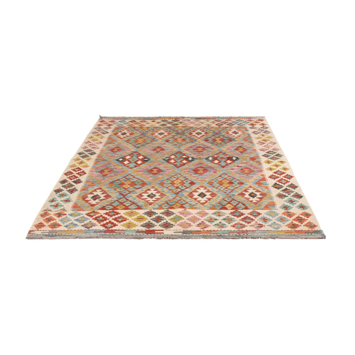 Tapis Kelim - Splash - 197 x 150 cm - multicolore