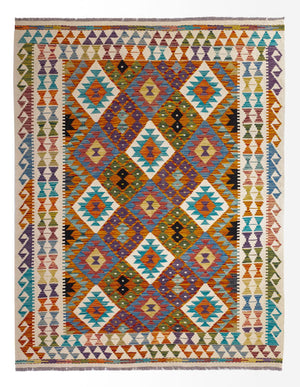 Tapis Kelim - Splash - 196 x 150 cm - multicolore