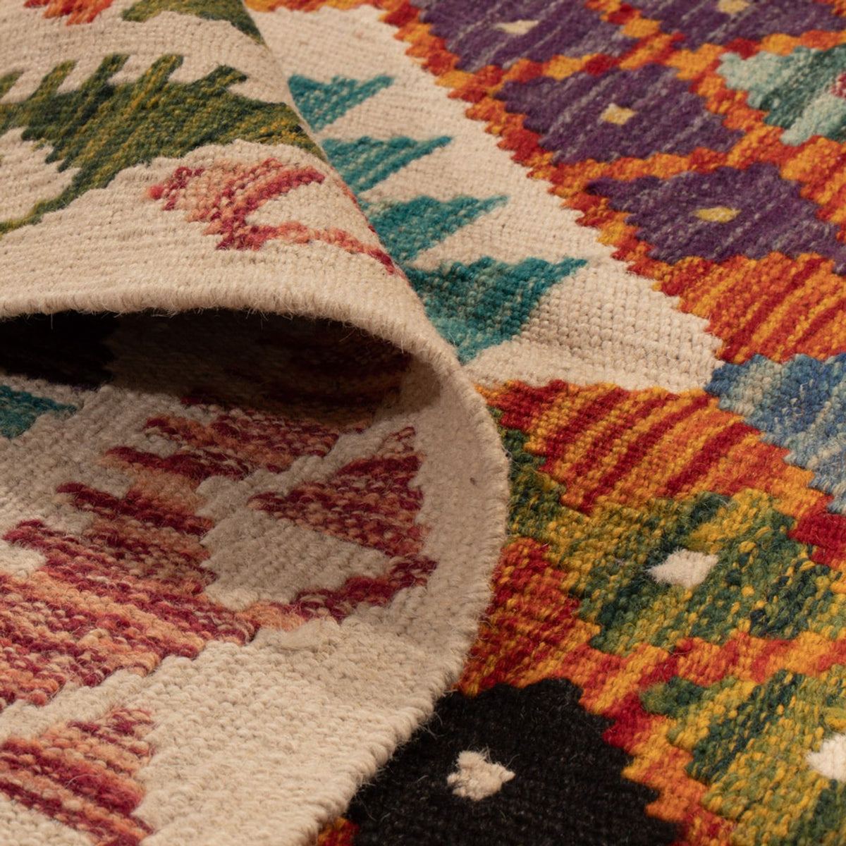 Tapis Kelim - Splash - 196 x 150 cm - multicolore