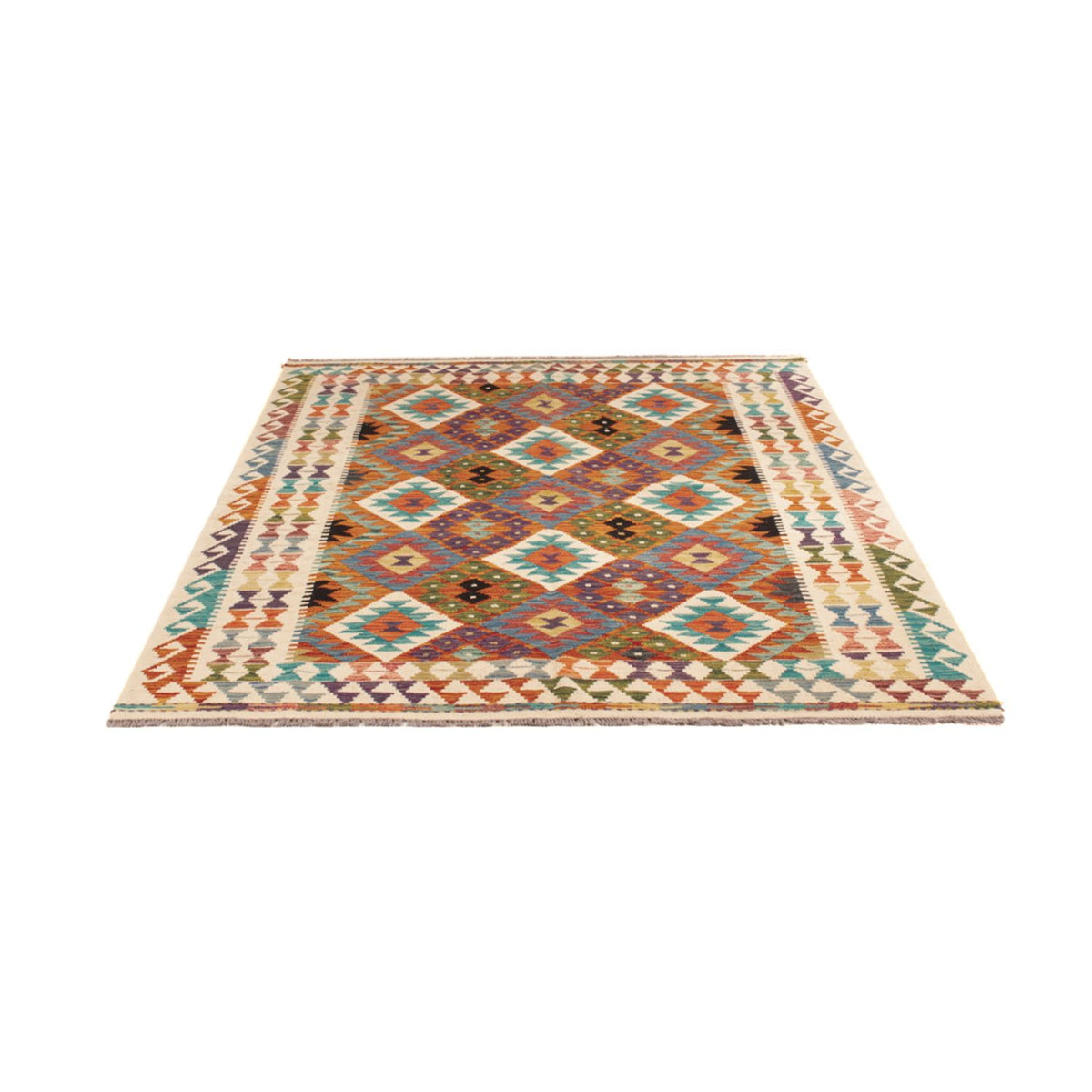 Tapis Kelim - Splash - 196 x 150 cm - multicolore