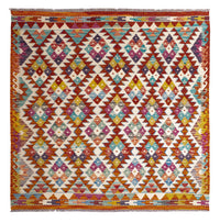 Tapis Kelim - Splash carré  - 152 x 152 cm - multicolore