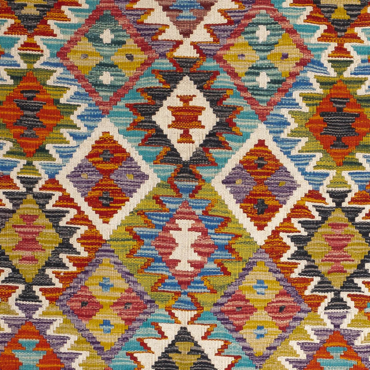 Tapis Kelim - Splash carré  - 154 x 154 cm - multicolore