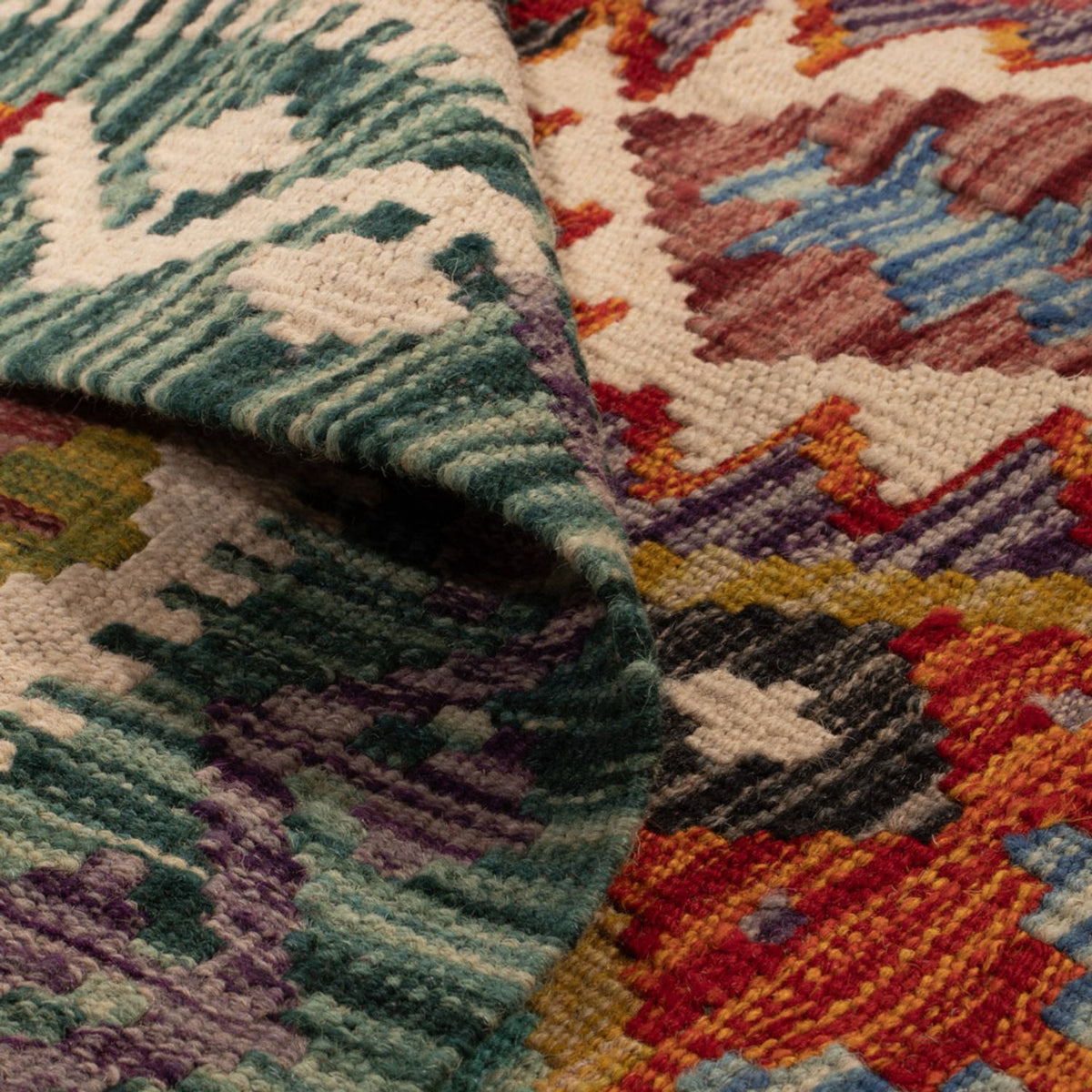 Tapis Kelim - Splash carré  - 154 x 154 cm - multicolore