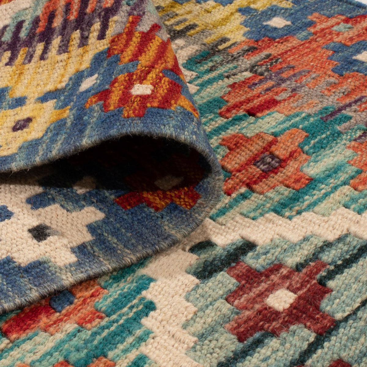 Tapis de couloir Tapis Kelim - Splash - 239 x 79 cm - multicolore