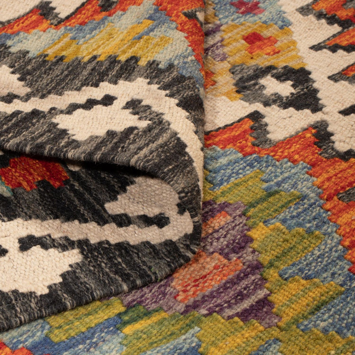 Tapis de couloir Tapis Kelim - Splash - 193 x 80 cm - multicolore