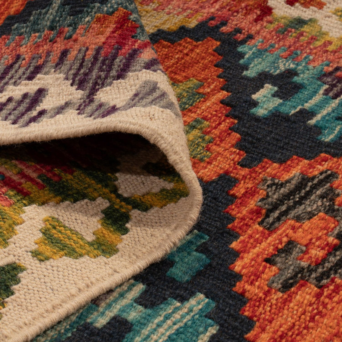 Tapis de couloir Tapis Kelim - Splash - 199 x 76 cm - multicolore