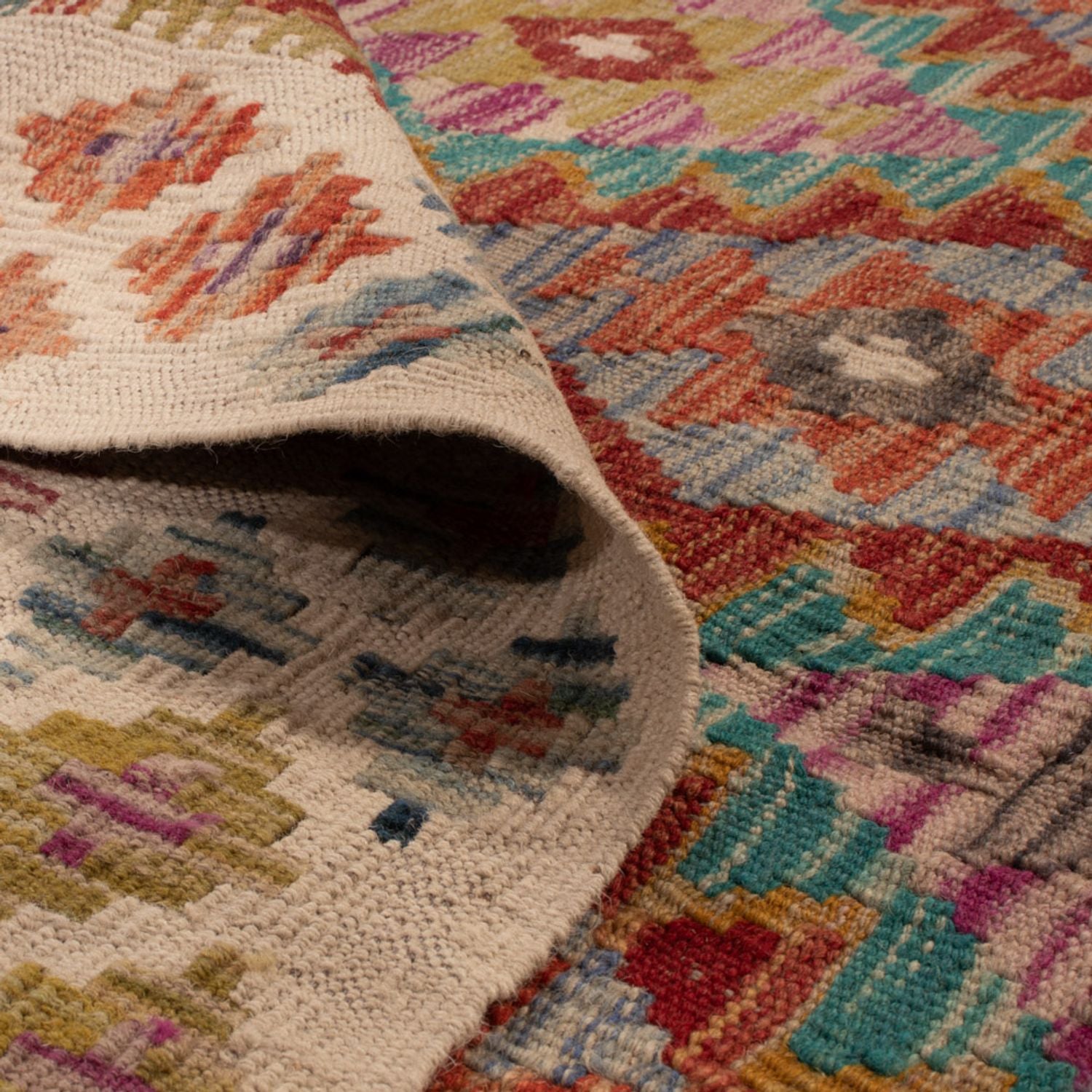Tapis Kelim - Splash - 198 x 150 cm - multicolore