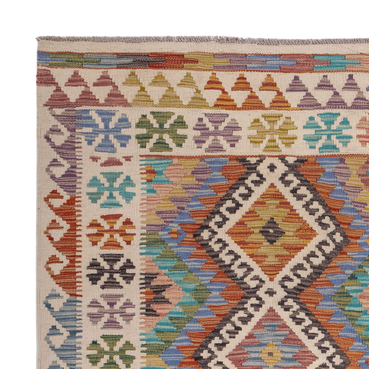 Tapis Kelim - Splash - 197 x 156 cm - multicolore