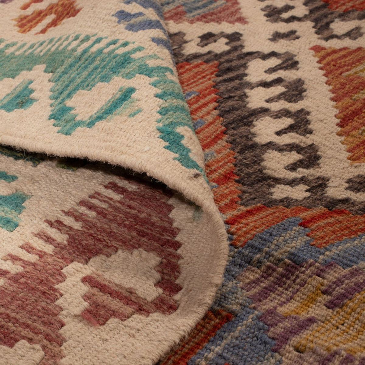 Tapis Kelim - Splash - 197 x 156 cm - multicolore