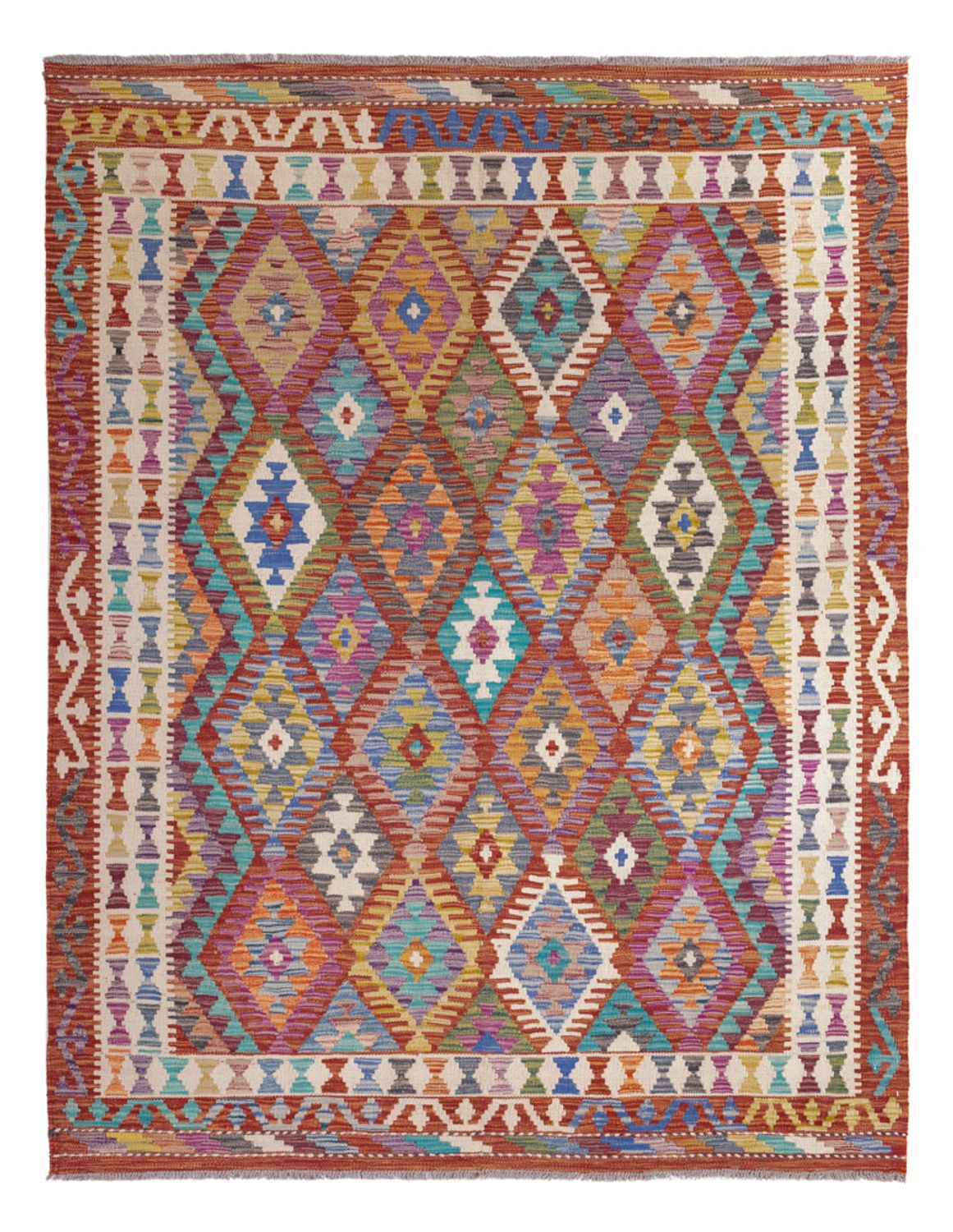 Tapis Kelim - Splash - 198 x 156 cm - multicolore