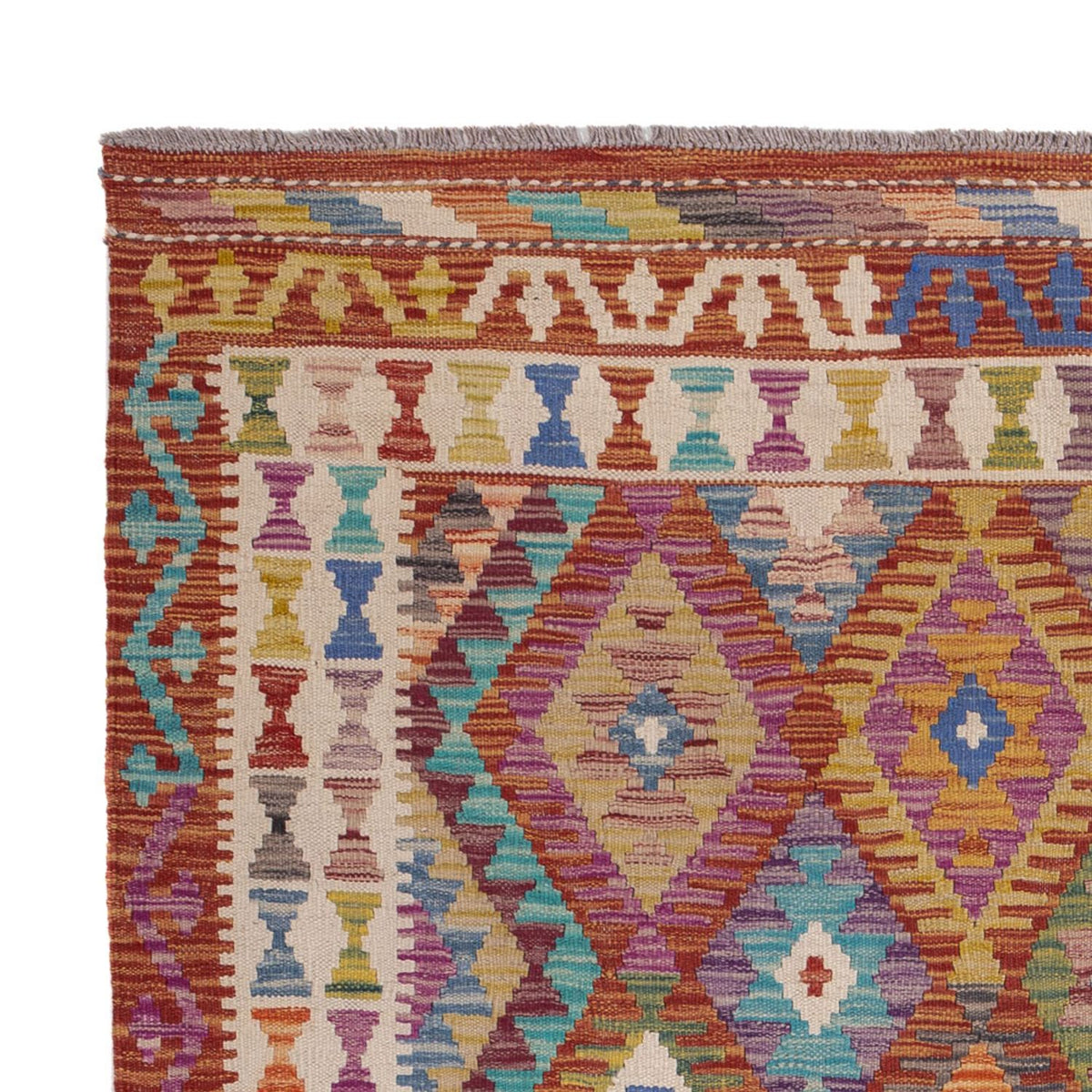 Tapis Kelim - Splash - 198 x 156 cm - multicolore