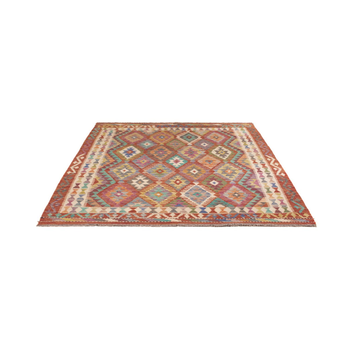Tapis Kelim - Splash - 198 x 156 cm - multicolore