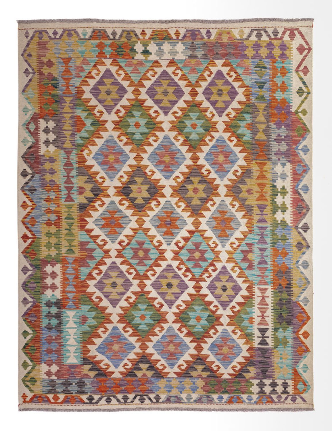 Tapis Kelim - Splash - 201 x 153 cm - multicolore