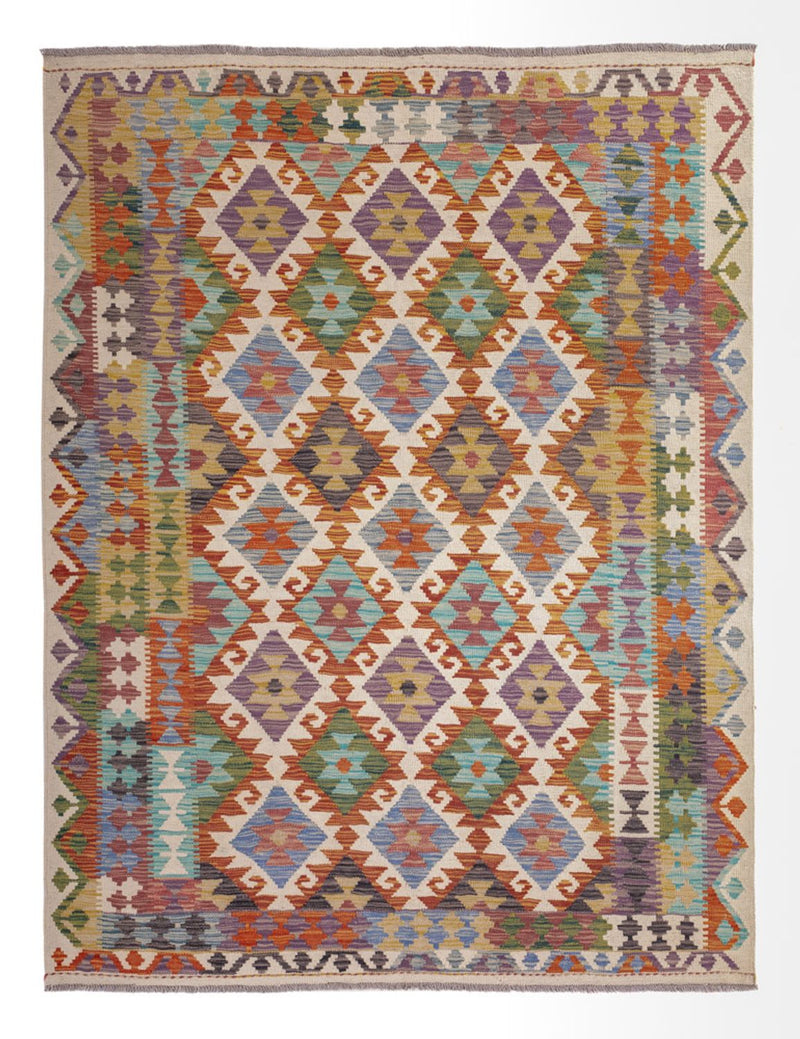 Tapis Kelim - Splash - 201 x 153 cm - multicolore
