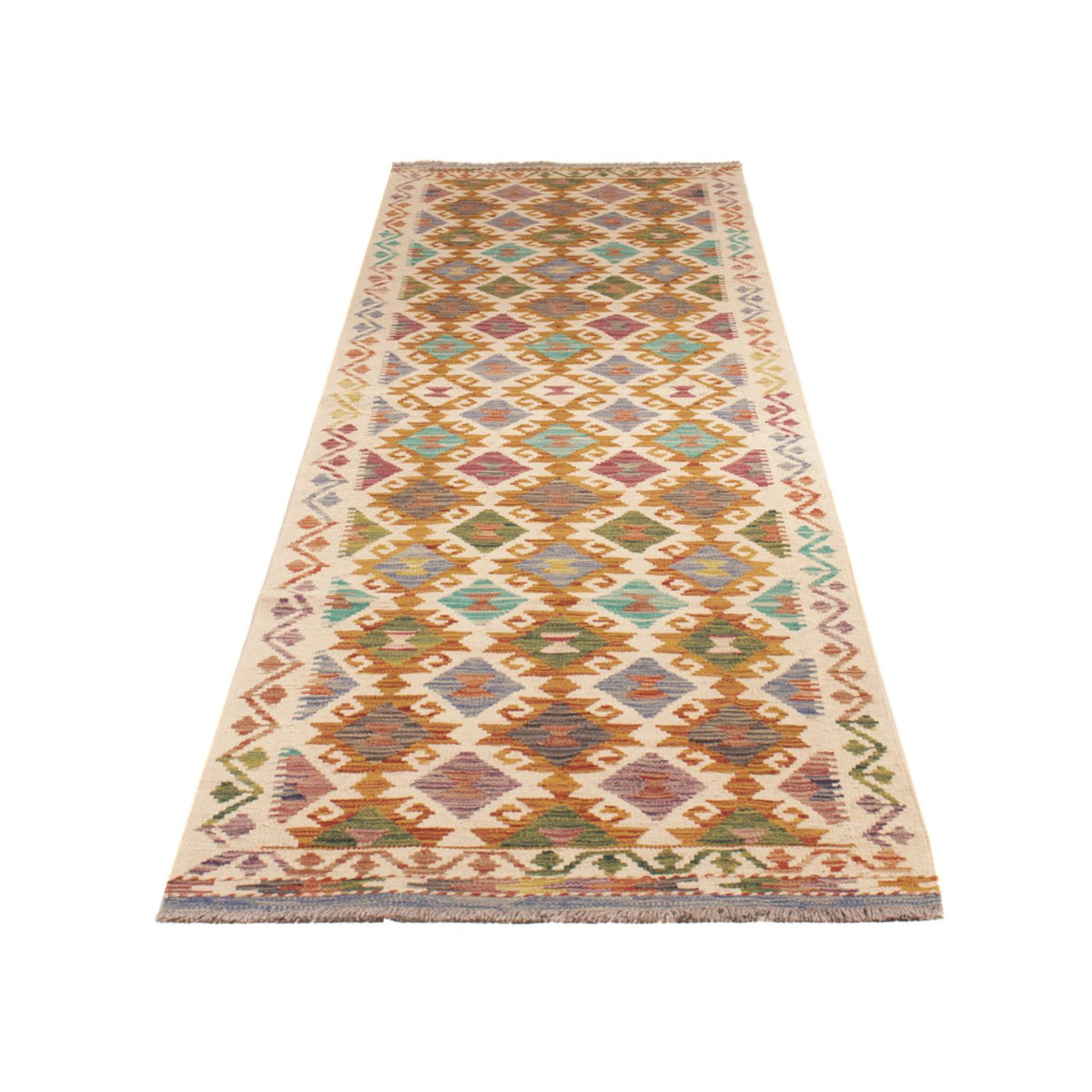 Tapis de couloir Tapis Kelim - Splash - 301 x 81 cm - multicolore