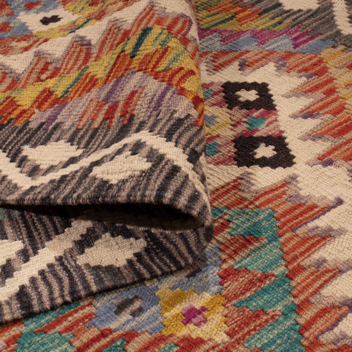 Tapis de couloir Tapis Kelim - Splash - 295 x 85 cm - multicolore