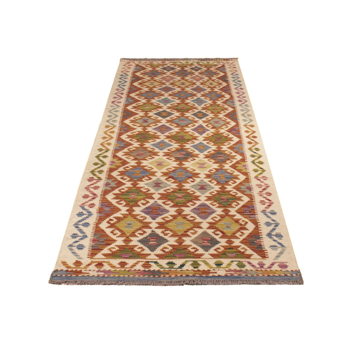 Tapis de couloir Tapis Kelim - Splash - 269 x 84 cm - multicolore