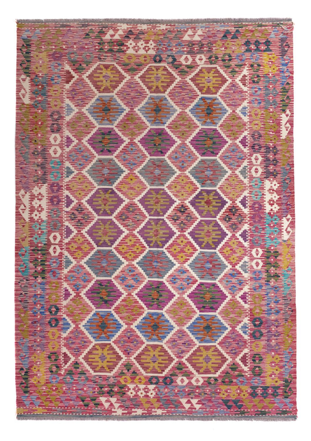 Tapis Kelim - Splash - 254 x 177 cm - multicolore