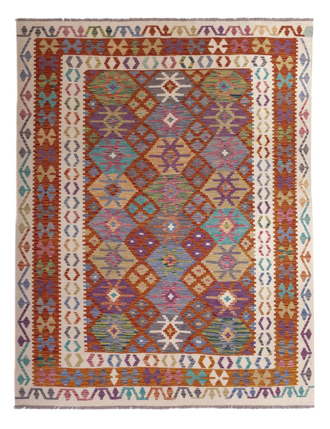 Tapis Kelim - Splash - 247 x 195 cm - multicolore