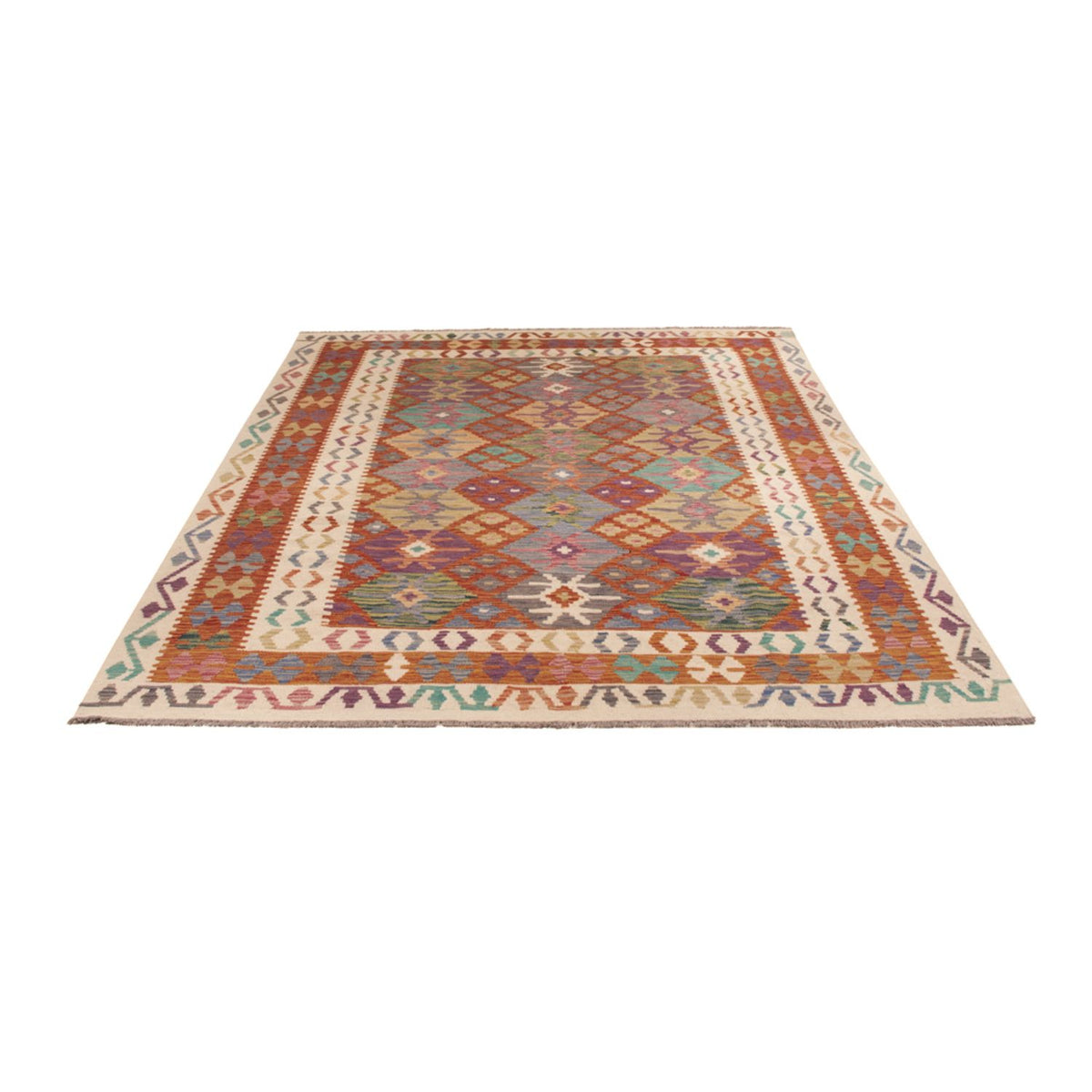 Tapis Kelim - Splash - 247 x 195 cm - multicolore